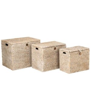 SET OF 3 TRUNK RECTANGLE WATER HYACINTH OFF-WHITE