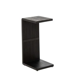 SIDE TABLE SLATED RECYCLED WOOD BLACK