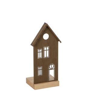 TEALIGHT HOLDER HOUSE IRON BROWN LARGE