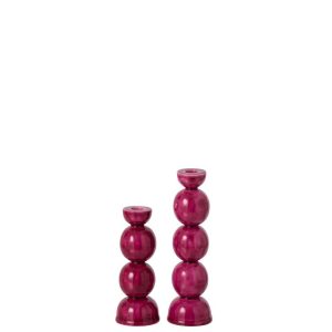 SET OF 2 CANDLE HOLDER IRON FUCHSIA