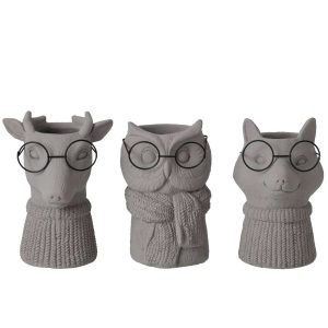 FLOWERPOT CEMENT DARK GREY/BLACK ASSORTMENT OF 3