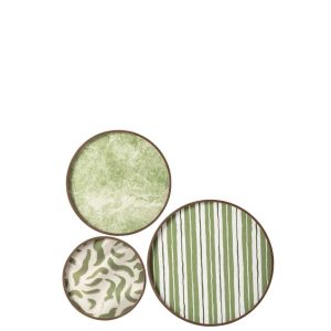 SET OF 3 WALL OBJECT ROUND MDF OLIVE