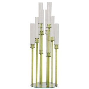 CANDLE HOLDER CRYSTAL GREEN
