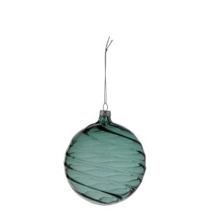 CHRISTMAS BAUBLE RIBBED GLASS DARK GREEN LARGE