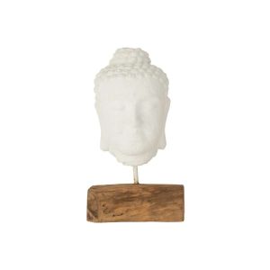 DECORATION HEAD TEAK WOOD/CEMENT WHITE/NATURAL