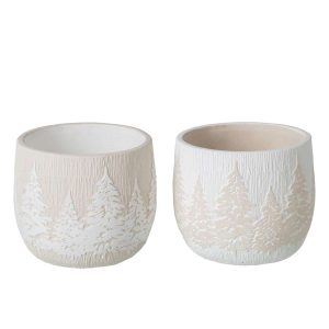 FLOWERPOT CEMENT WHITE/LIGHT BEIGE LARGE ASSORTMENT OF 2