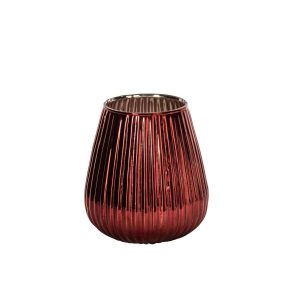 CANDLE HOLDER CHROME GLASS RED LARGE