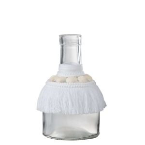 VASE SHELLS GLASS TEXTILE WHITE MEDIUM