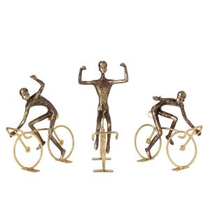 CYCLIST POLYRESIN BROWN/GOLD LARGE ASSORTMENT OF 3