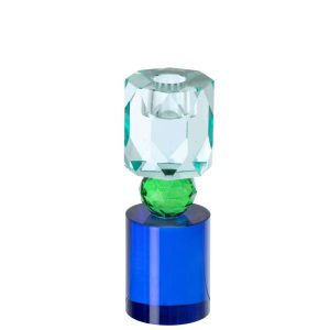 CANDLE HOLDER GLASS BLUE/GREEN