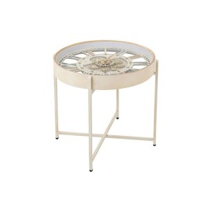 COFFEE TABLE CLOCK IRON WHITE/GOLD