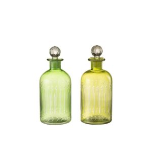 CARAFE LEAVES GLASS GREEN LARGE ASSORTMENT OF 2