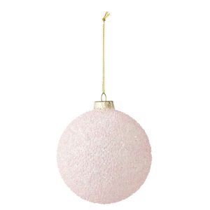CHRISTMAS BAUBLE BEADS GLASS LIGHT PINK