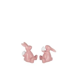 RABBIT SITTING CERAMIC PINK SMALL ASSORTMENT OF 2