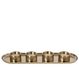 CANDLE HOLDER WITH TRAY OVAL STEEL GOLD
