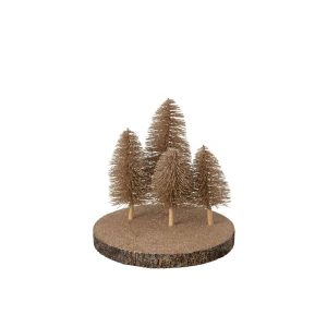 DECORATIVE TRAY GLITTERS + TREES BARK BROWN SMALL