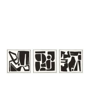 WALL DECORATION GEOMETRIC MDF BLACK/WHITE ASSORTMENT OF 3