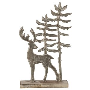 REINDEER ON BASE TREES ALUMINIUM OFF-WHITE/NATURAL LARGE