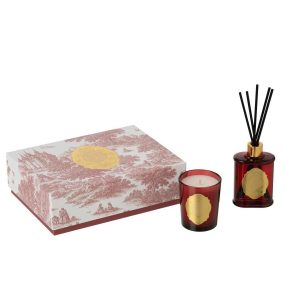 SCENTED CANDLE DIFFUSER + ECLAT ROYAL WAX BURGUNDY/GOLD