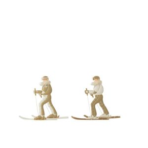 WALL OBJECT SKIER METAL WHITE/BEIGE ASSORTMENT OF 2