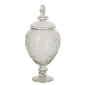 STORAGE JAR RELIEF GLASS TRANSPARENT LARGE