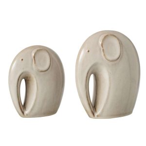 SET OF 2 ELEPHANT PORCELAIN BEIGE
