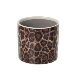 FLOWERPOT LEOPARD CERAMIC BROWN/BLACK LARGE