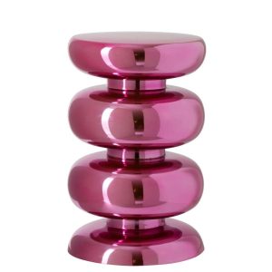 STOOL SHINY ROUND METAL NEON PINK
