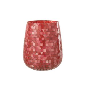 HURRICANE MOSAIC TRIANGLE GLASS RED/PINK LARGE