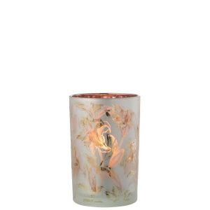 HURRICANE FLOWERS GLASS MAT WHITE/RED/GOLD LARGE