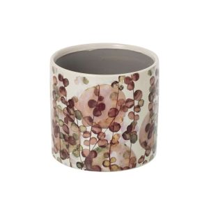 FLOWERPOT CERAMIC DARK RED/WHITE LARGE