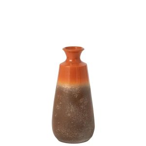 VASE CERAMIC ORANGE/DARK BROWN