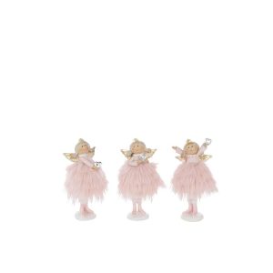 ANGEL DIAMOND HEART POLYRESIN LIGHT PINK SMALL ASSORTMENT OF 3
