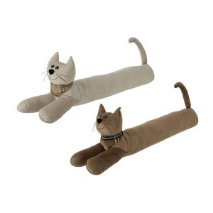 DRAUGHT EXCLUDER CAT POLYESTER BEIGE/CAMEL ASSORTMENT OF 2
