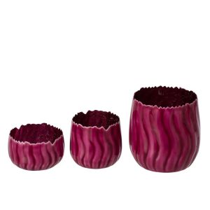 SET OF 3 TEALIGHT HOLDER IRON FUCHSIA