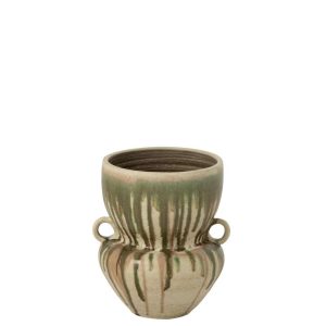VASE CERAMIC OLIVE/LIGHT BEIGE