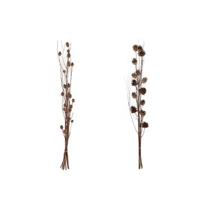 BRANCH PINE CONE DRY FLOWER DARK BROWN ASSORTMENT OF 2