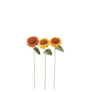 SUNFLOWER CROCHET POLYESTER YELLOW/ORANGE ASSORTMENT OF 3