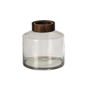 VASE GLASS DARK BROWN/TRANSPARENT