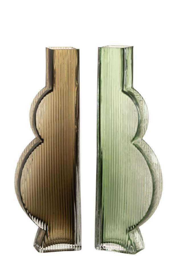VASE NINO GLASS GREEN LARGE ASSORTMENT OF TWO