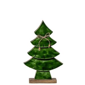 PINE TREE BOW MANGO WOOD NATURAL/DARK GREEN MEDIUM