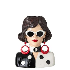 VASE WOMAN RESIN BLACK/WHITE