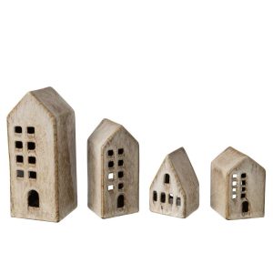 SET OF 4 HOUSE PORCELAIN TAUPE