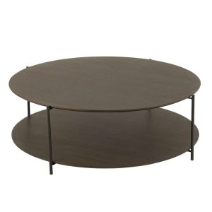 COFFEE TABLE ROUND MDF/METAL DARK BROWN LARGE