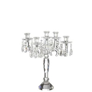 CANDLE HOLDER 5 ARMS CRYSTAL TRANSPARENT SMALL