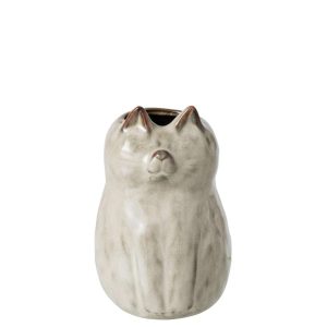 VASE CAT PORCELAIN GREY-GREEN LARGE