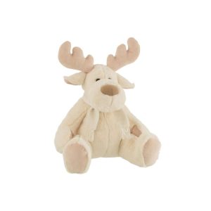 REINDEER+SCARF SITTING TEXTILE WHITE/BEIGE LARGE