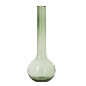 VASE ROUND BASE FLASK GLASS GREEN LARGE
