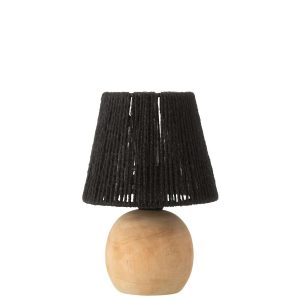 TABLE LAMP LED WOOD/METAL BLACK