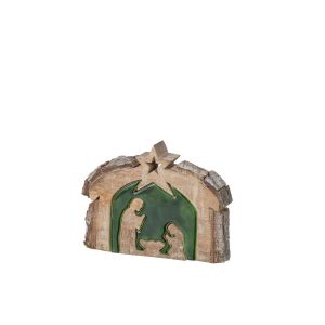 NATIVITY BARK MANGO WOOD NATURAL/DARK GREEN SMALL